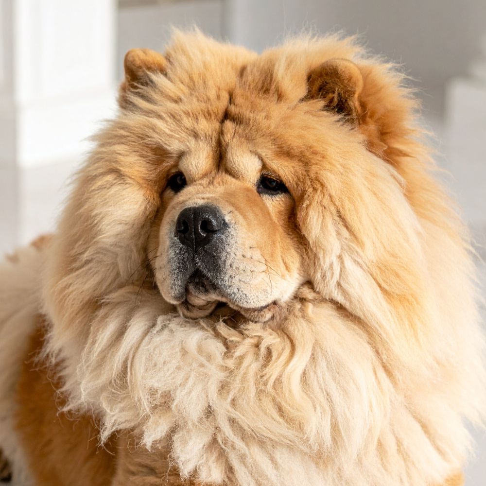 a chow chow dog is sitting on the floor a chow chow dog is sitting on the floor